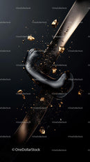 Dynamic Exploding Champagne Bottle with Golden Splash in Dark Background