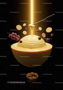 Creamy honey dip with crackers grapes and coffee beans