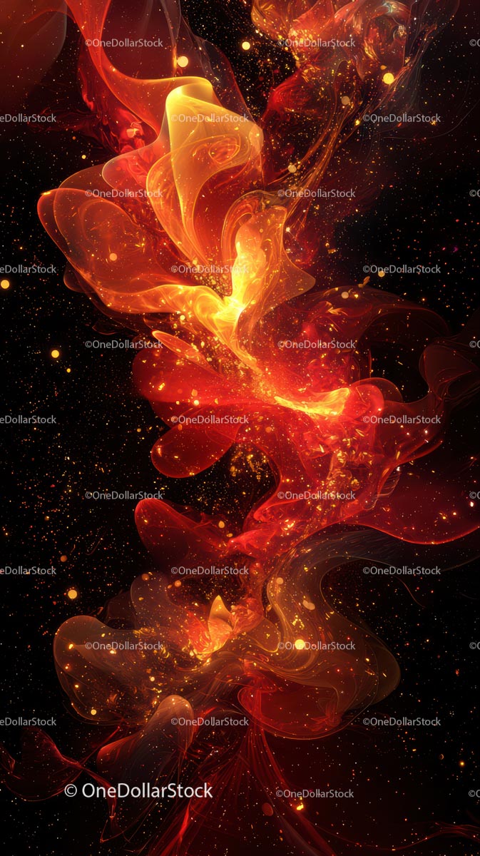 Abstract Fiery Orange and Yellow Cosmic Energy Explosion