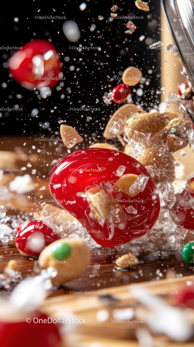 Dynamic Sweets Explosion with Chocolate and Colorful Candies