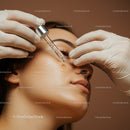 Close Up of Woman Receiving Facial Skincare Treatment with Dropper