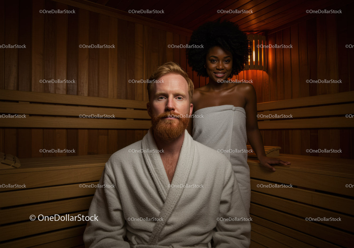 Spa Sauna with Wood Interior and Relaxing Atmosphere for Wellness