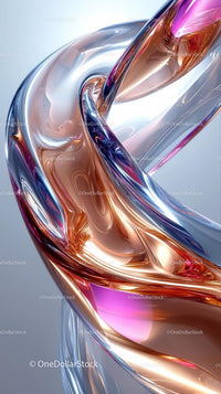 Abstract Metallic Fluid Art with Vibrant Colors and Dynamic Motion