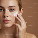 Close-up of a Woman Applying Skincare Cream on Cheek