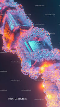 Futuristic Colorful DNA Double Helix with Neon Glowing Strands