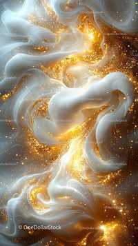 Elegant Golden and Silver Abstract Swirling Background for Design