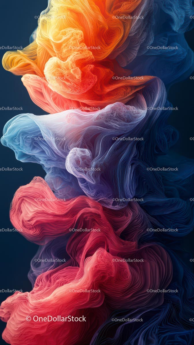 Abstract Colorful Smoke Swirls in Fluid Digital Art