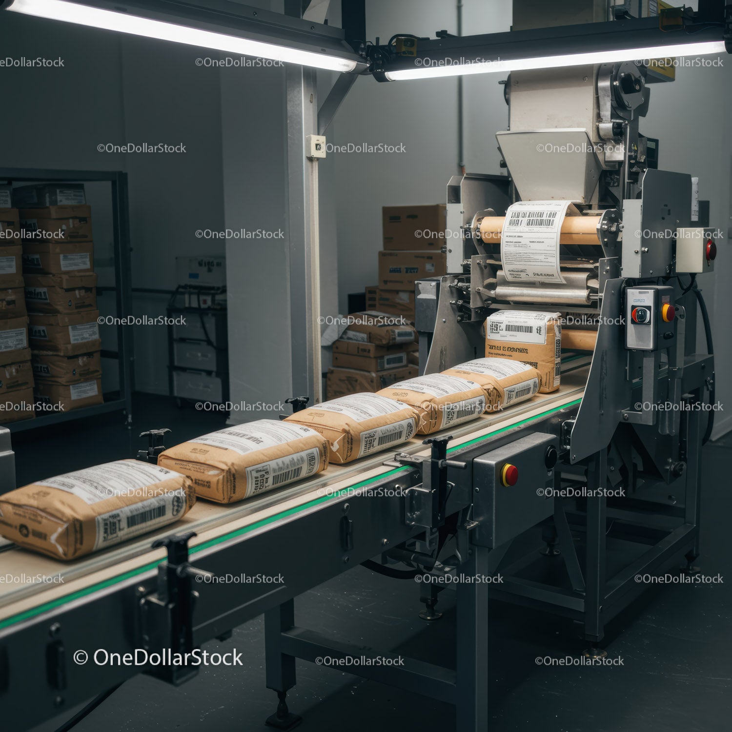 Industrial Packaging Line with Labels and Cartons