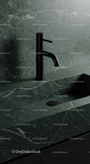 Black Kitchen Faucet with Green Marble Countertop for Modern Interior
