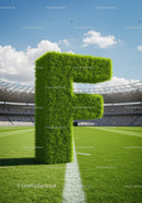 Green Grass Letter F Standing on Sports Field
