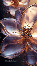Elegant Metallic Flower Artwork with Bronze Spheres for Luxury Decor