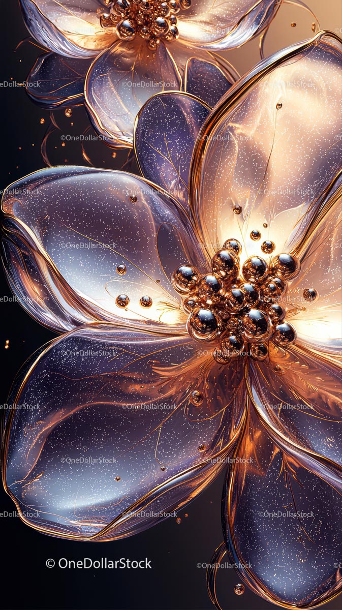 Elegant Metallic Flower Artwork with Bronze Spheres for Luxury Decor