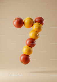 Number Seven Formed by Fresh Citrus Fruits