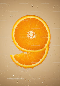 Fresh orange slices immersed in sparkling water