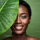Smiling African American Woman with Bright Eyes and Flawless Skin