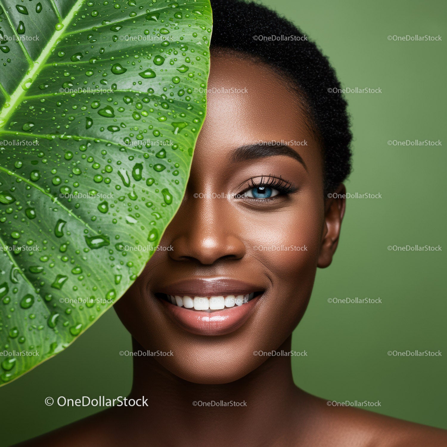 Smiling African American Woman with Bright Eyes and Flawless Skin