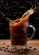 Splash of Coffee Cream in Transparent Glass Mug