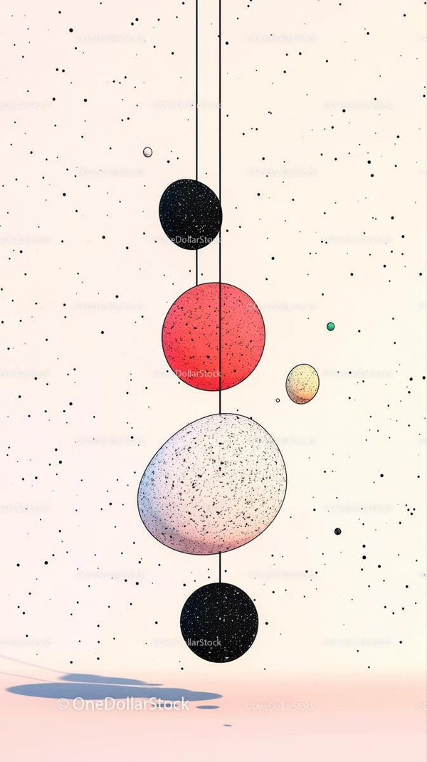 Abstrakcyjna ilustracja Układu Słonecznego z kolorowymi planetami i gwiazdami