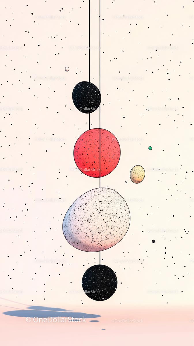 Abstract Solar System Illustration with Colorful Planets and Stars