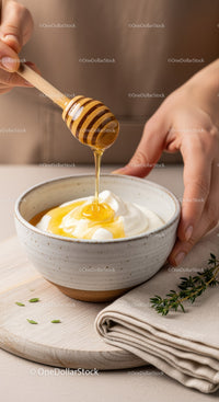 Yogurt Bowl with Honey Drizzle for Healthy Breakfast or Snack