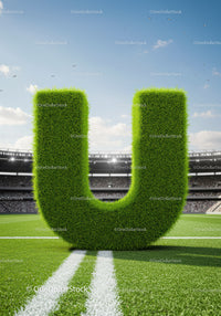 Green Grass Letter U Standing on Football Field