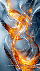 Abstract Metallic Swirls with Vibrant Light and Energy