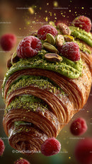 Gourmet Pistachio and Raspberry Croissant with Fruit Topping