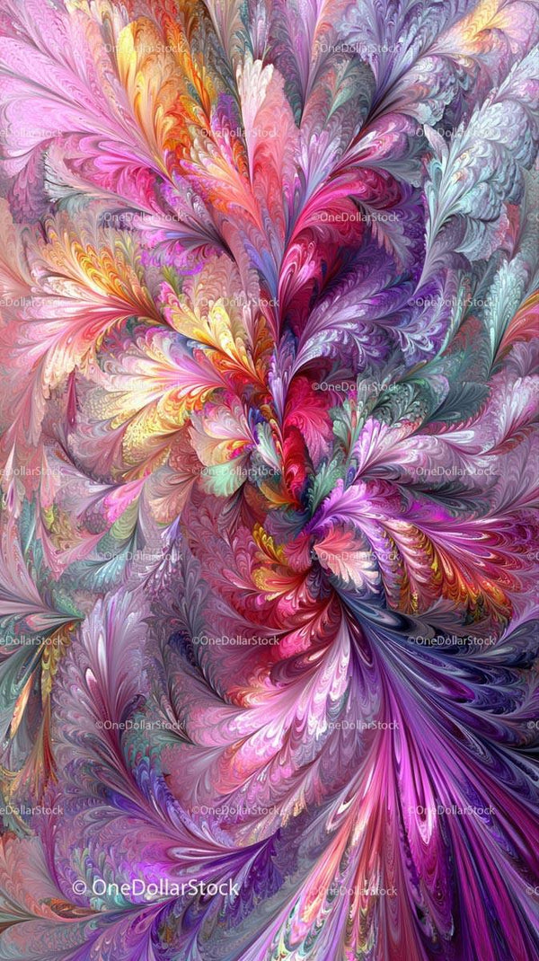 Vivid Abstract Swirling Pattern with Pink Purple and Yellow Hues