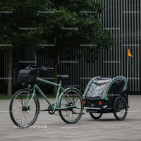 Urban bicycle with covered trailer ready for adventure