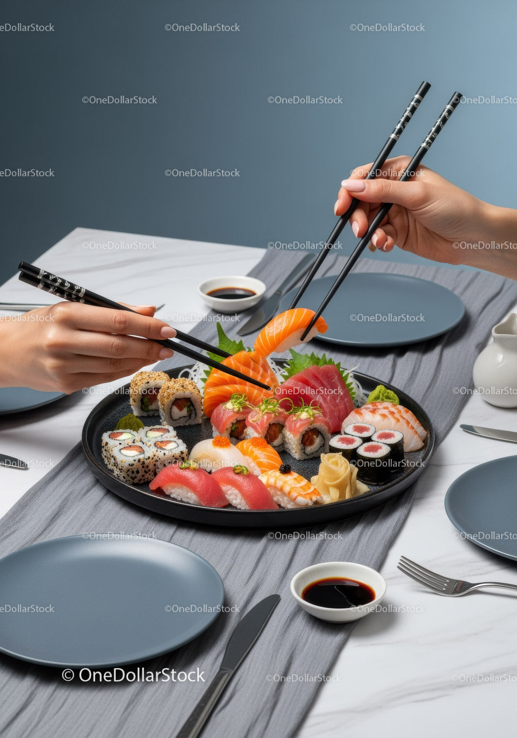 Exquisite Assorted Sushi Platter with Fresh Fish and Seafood Delicacies