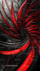 Vibrant Red and Black Abstract Feather Swirl for Digital Art