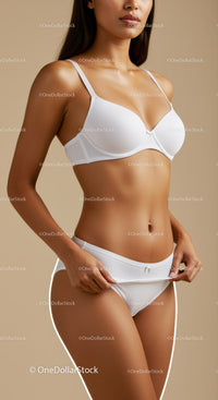 Elegant Woman Wearing White Lingerie with Seamless Design and Feminine Style