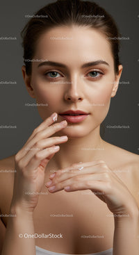 Close-Up of a Beautiful Woman with Clear Skincare Focus and Flawless Skin