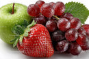 Fresh Strawberries Green Apple and Red Grapes with Water Droplets