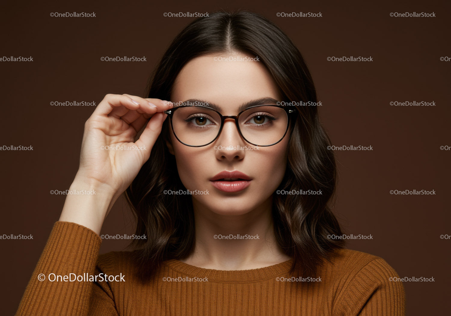 Stylish Woman Wearing Glasses in Fashionable Casual Portrait