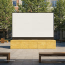 Empty Urban Billboard Surrounded by Trees and Benches