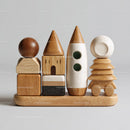 Wooden Blocks Toy Set for Kids or Modern Decor in Natural Style