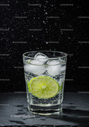 Refreshing Glass of Sparkling Water with Lime and Ice