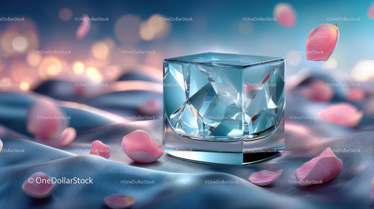 Luxury Cosmetic Jar Surrounded by Delicate Rose Petals
