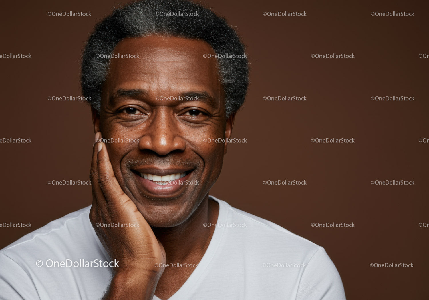 Close-up Portrait of Smiling Mature African American Man with Charismatic Expression