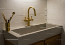 Modern Kitchen Sink with Brass Faucet and Granite Countertop