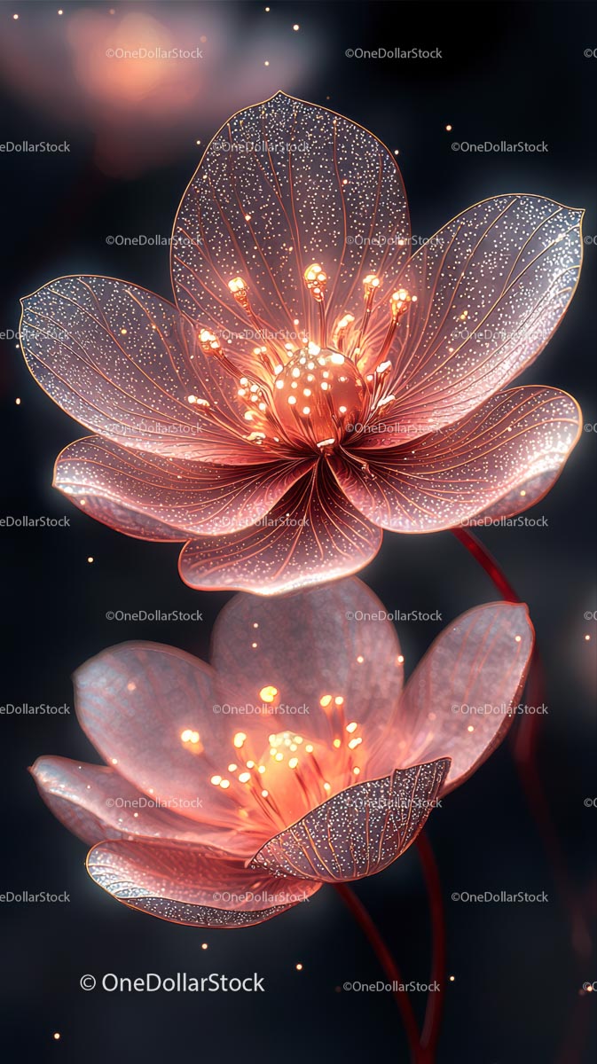 Beautiful Illuminated Flower with Glowing Petals and Magical Atmosphere