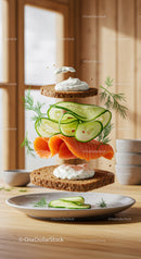 Fresh Smoked Salmon Sandwich Layers with Dill and Cucumber