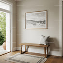 Minimalist Interior with Wooden Bench and Wall Art in Bright Home