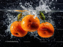 Fresh Oranges with Splashing Water in Vibrant Scene