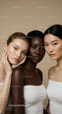 Diverse Women with Beautiful Skin in Elegant Portraits
