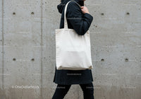 Person Carrying Plain Canvas Tote Bag Outdoors