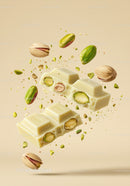 White chocolate bar with crunchy pistachio nuts pieces