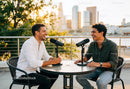 Two Friends Recording a Casual Podcast Outdoors