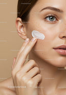Close-Up of Woman Applying Cream to Cheek for Radiant Skin